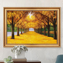 Golden living room decoration painting restaurant wall decoration mural porch corridor oil painting household hanging painting landscape painting