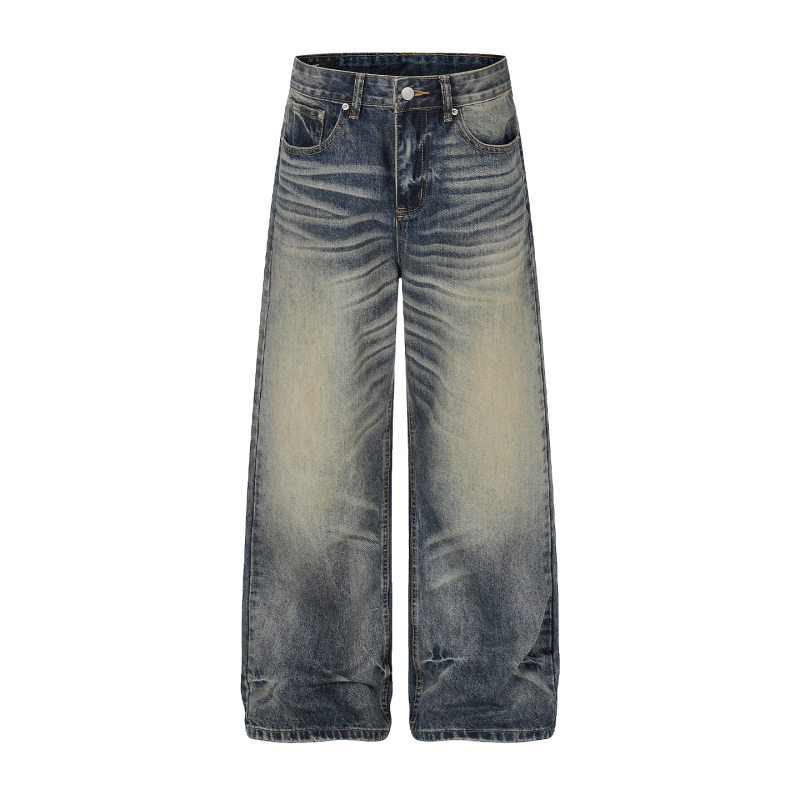 Joinboy Jeans Cleanfit Distressed Vintage-Style Whiskered Straight-Leg Jeans Wide-Leg Floor-Length Pants Joinboy Jeans Cleanfit Distressed Vintage-Style Whiskered Straight-Leg Jeans Wide-Leg Floor-Length Pants