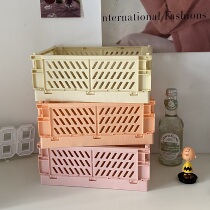 Boring Bazaar Korea ins same macaron cream color folding storage box storage basket table top can be stacked