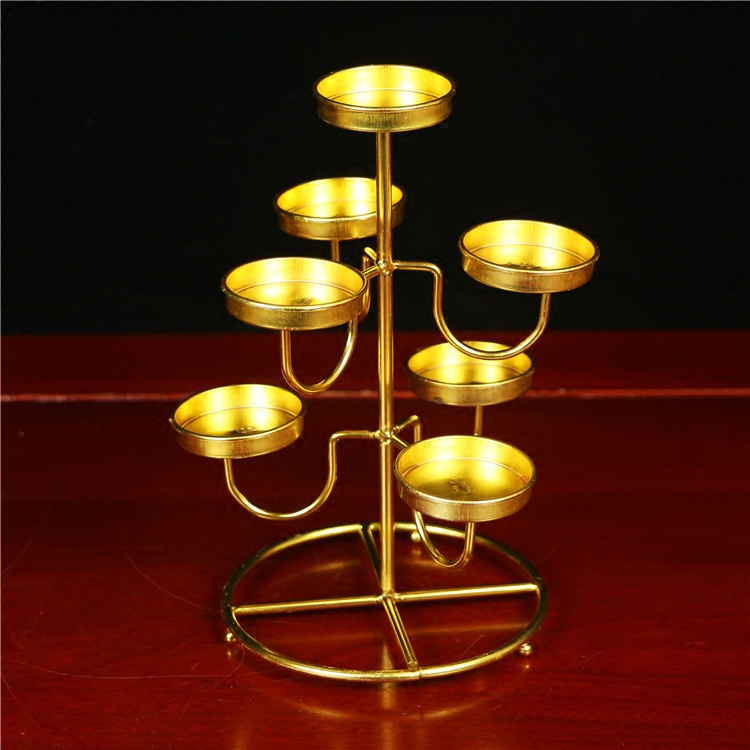 Buddhist supplies seven-star lamp ghee lamp stand seven lotus flowers for Buddha Butter Lamp Lamp holder Buddha Lamp Lamp Supply lamp candle holder