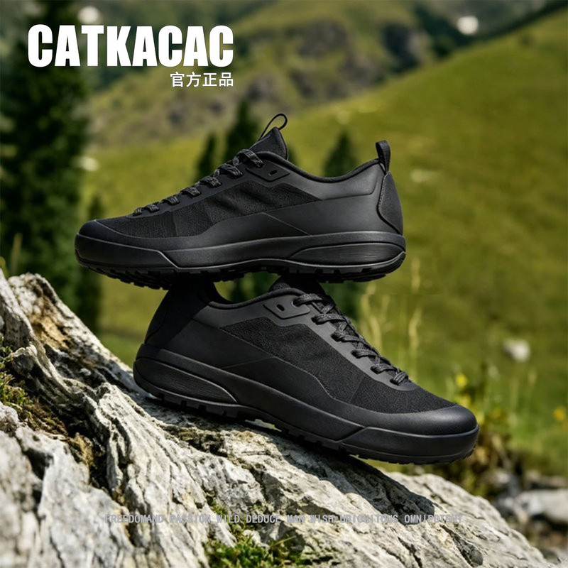 [High-End Outdoor] American Catkacac Men's Shoes 26 Autumn Breathable Black Hiking Shoes Low-Top Hiking Sneakers