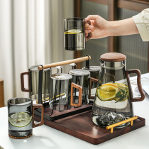 Glass set teacup household high temperature resistant drinking cup for hospitality large capacity high-end Chinese style with handle 489