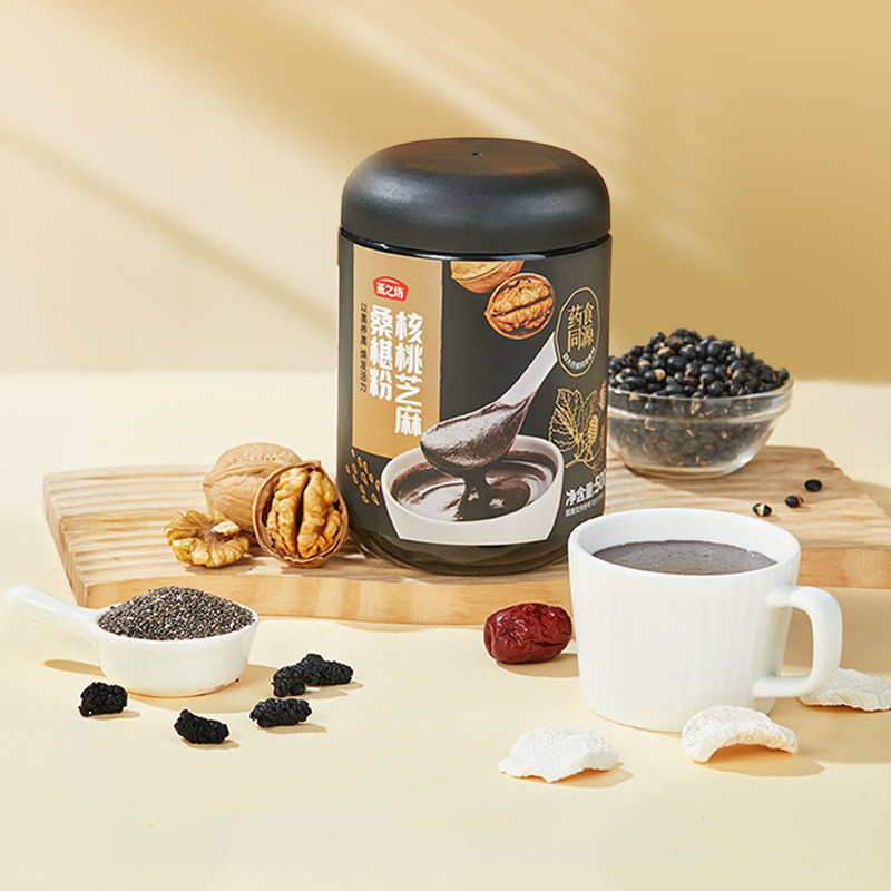 Swallow's Workshop Walnut Sesame Mulberry Powder 500g Six classic ingredients to black and black low-cardy meal flush with powder-Taobao