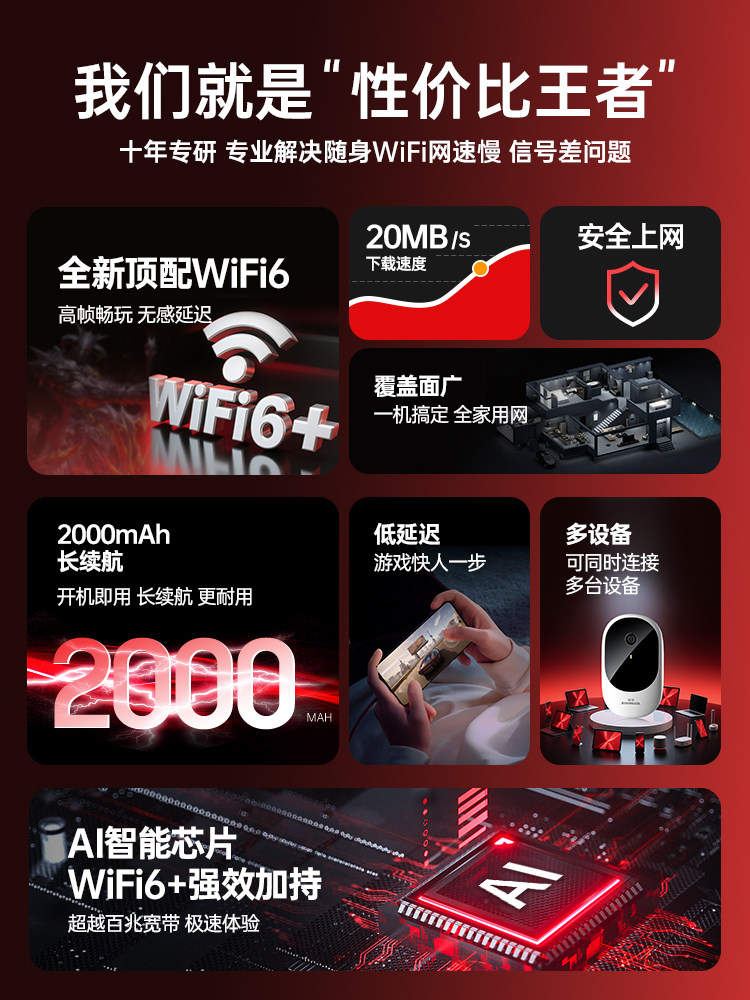 [Suning Self-Operated] Portable Wifi Mobile Wireless Network 2026 New Model Unlimited Speed Nationwide Data Portable Wifi6 Car Home Broadband Official Flagship Store 2504