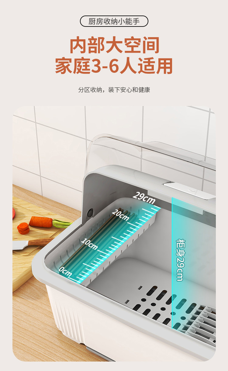 Сушилка 消毒碗盘柜厨房小型碗碟柜带盖子箱餐具架可沥水置物架碗筷收纳盒3842 Worthbuy