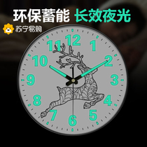 Suning.com Luminous Wall Clock Fashion Living Room Decoration Wall Watch Quartz Clock Creative Light Luxury Radio Clock 2129