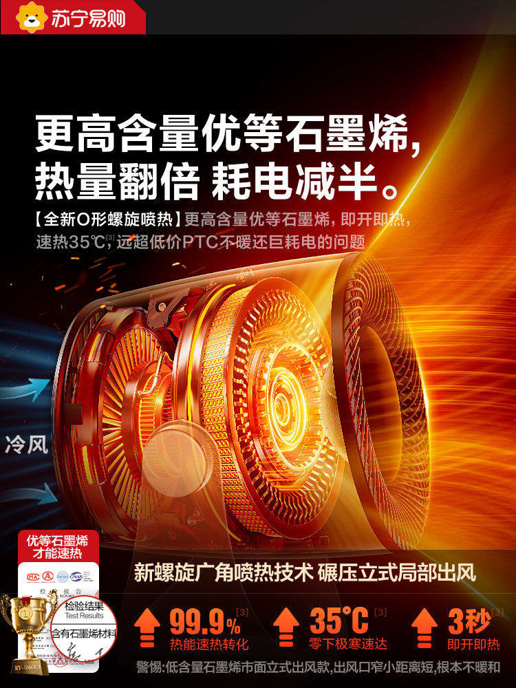 2025 New Graphene Heater Electric Fan Heater for Indoor Use, Baby and Infant Bathroom, Small Sun Heater for Winter, Home Bedroom Desktop, Whole House Large Area Energy-Saving Heating Device Y2025