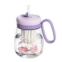 High-looking bubble tea cup for young ladies large-capacity student tea water separate straw big-bellied glass water cup 2208