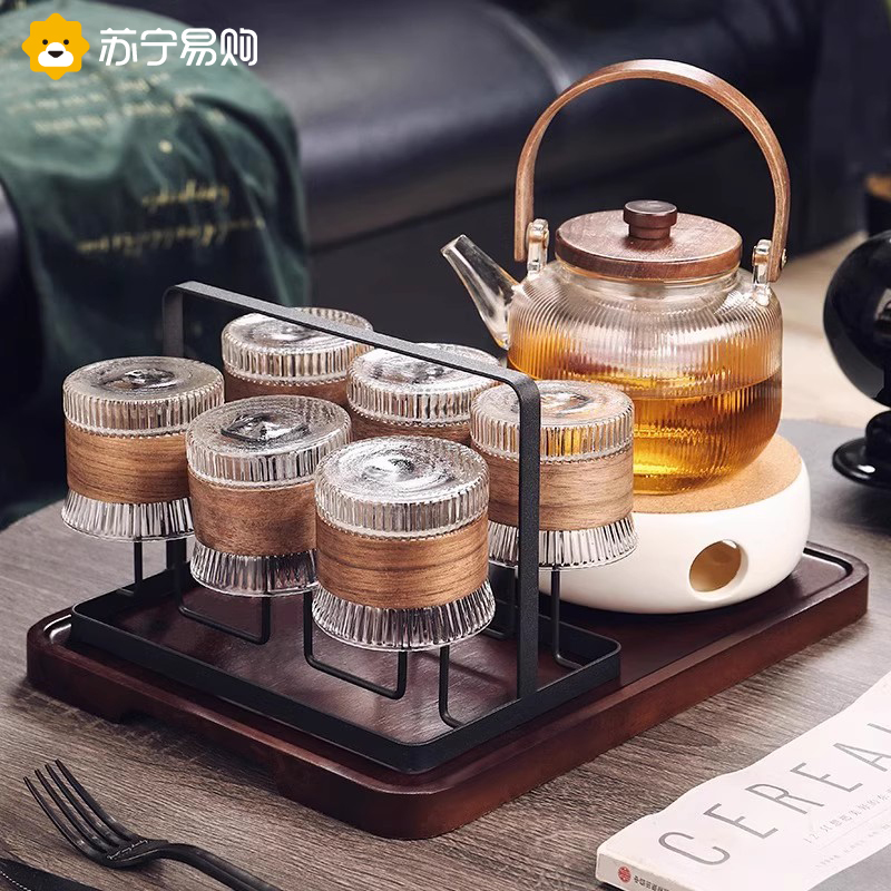 Chinese style flower teapot tea cup suit boiled fruit tea afternoon tea set candle heated health preserving pot boiling tea machine 947g-Taobao