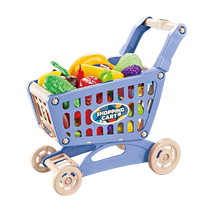 Childrens play house girl supermarket trolley simulation kitchen fruit cutter boy shopping cart toy 2340