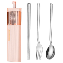 304 stainless steel chopsticks and spoon set student single three-piece set spoon chopsticks and fork travel portable tableware 1925