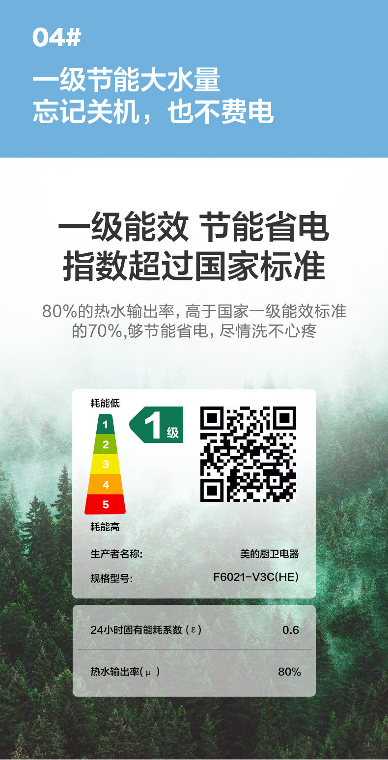 美的 语音智控 变频电热水器 60L  一级能效 图9