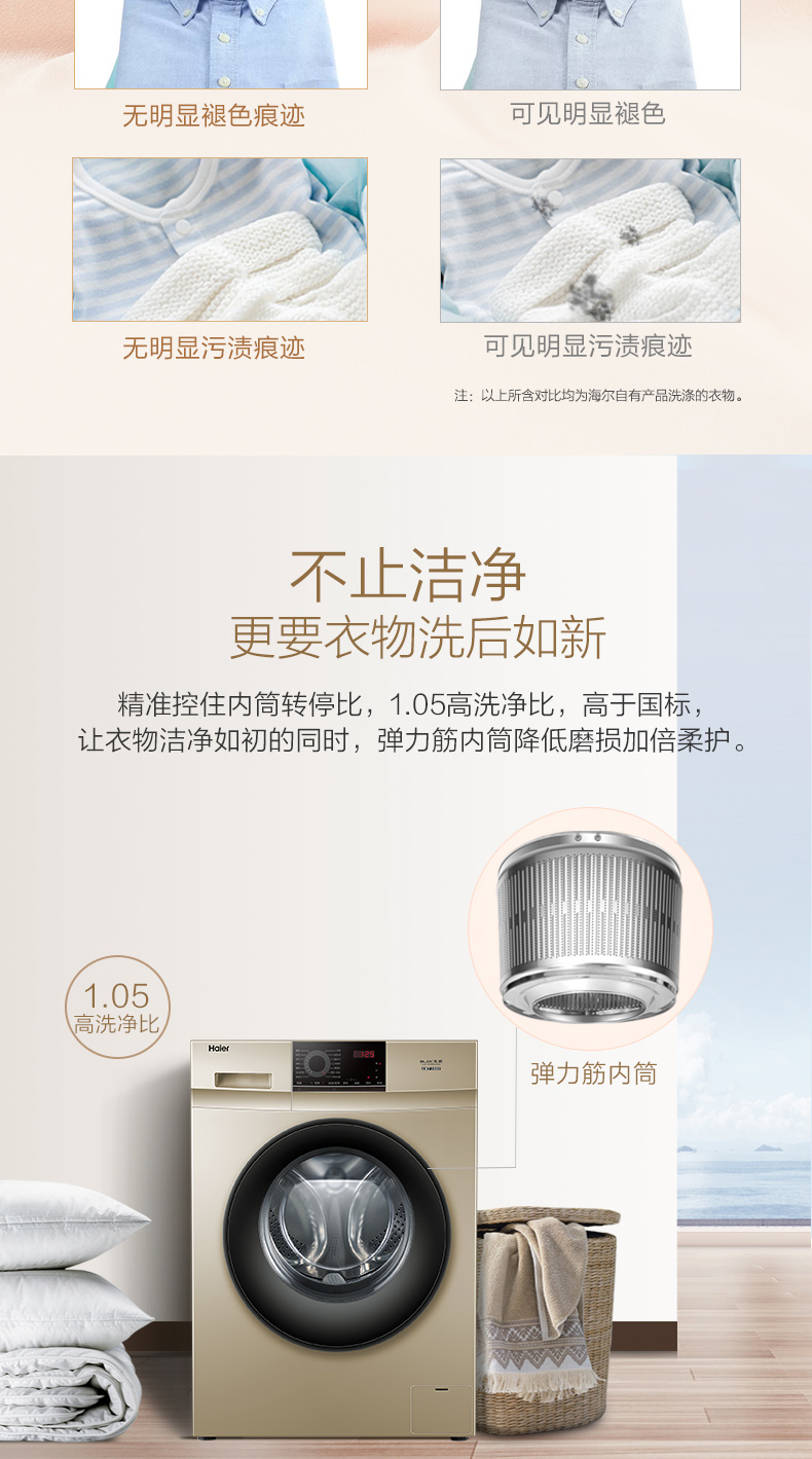 海尔 变频 一级能效 全自动滚筒洗衣机 10公斤 图8