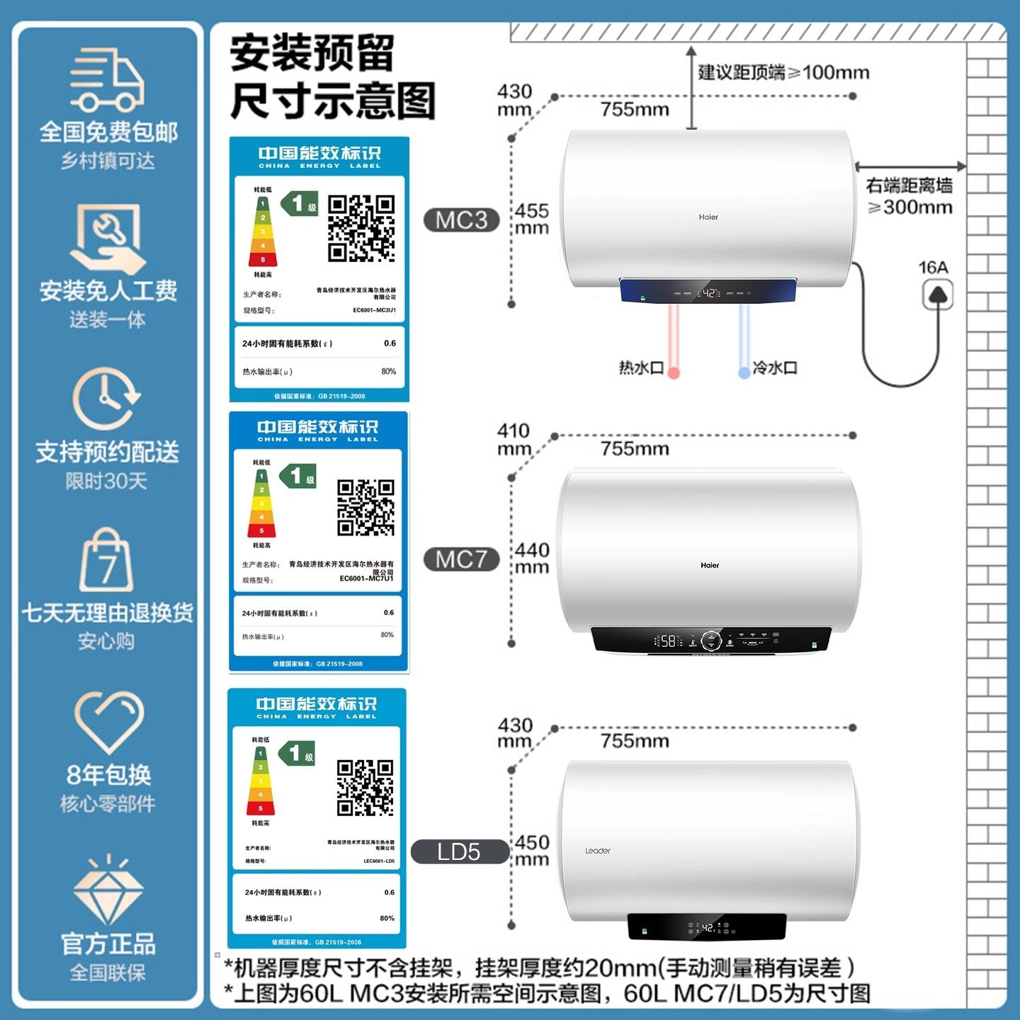 Haier Commander Electric Water Heater 50/60/80 Liters L for Home Bathroom Shower, First-Class Energy Efficiency, Water Storage, Fast Heating 497