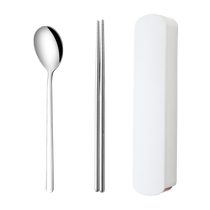 Chopsticks and spoon set student stainless steel portable tableware childrens cute single work storage box Baili 1632
