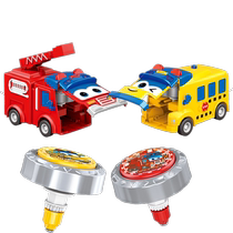 Genuine gyro toy car for children and boys ever-changing school bus alloy rotating double battle turning music for girls 2699