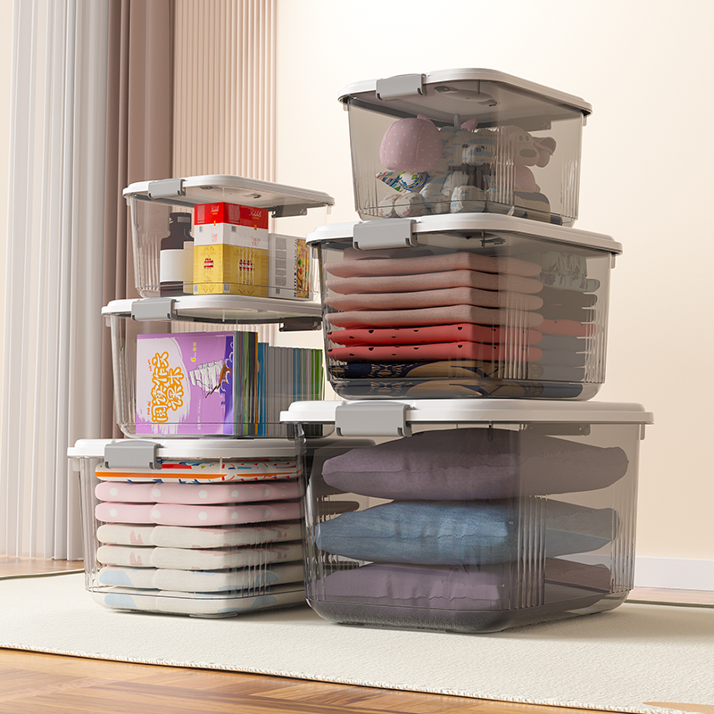 Containing box finishing box plastic case with covered hand storage compartment large small number of clothing containing box finishing box 1557-Taobao