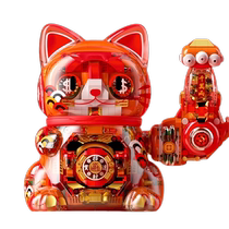 JAKI Jiaqi Building Blocks Lucky Cat National Trend Assembled Year of the Dragon Desktop Ornaments Girls Boys Toys Childrens Gifts 146