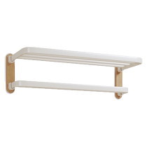 Milk white towel rack no punching bathroom solid wood cream style bath towel rack hanging towel rack log space aluminum 1763
