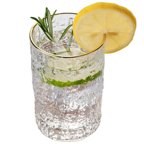 Glass cup ins creative bark pattern embossed cup simple high-looking water cup household juice cup cold drink cup 2407