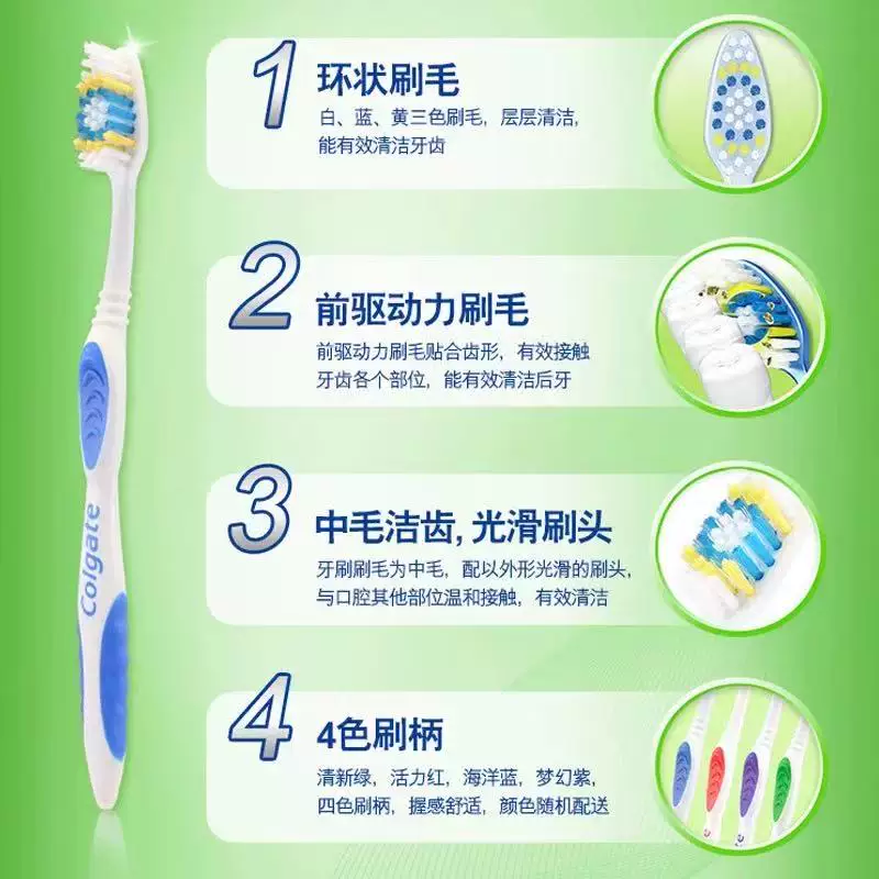 Colgate тройная глубокая очистка зубной щетки в семейном наборе, зубная щетка для взрослых средней мягкости, семейный набор с подлинной бытовой применимой 2860