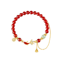 Red agate koi bracelet for girls 2024 new sterling silver unpopular bracelet birthday gift for girlfriend 2521