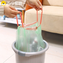 Automatic closing drawstring garbage bag portable thickened disposable black large affordable plastic bag 1282C