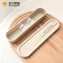 Chopsticks spoon suit portable tableware to take empty box students tableware to school portable tableware with buckle 2018