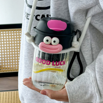 Water cup for women with good looks portable straw cup high temperature resistant tea water separation tea cup glass handy cup 2288