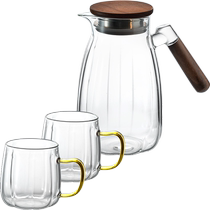 Household drinking cup high appearance high temperature resistance flower tea cup glass cup with handle cup kettle set 2378