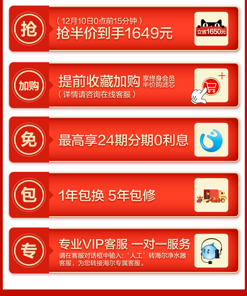 海尔 RO反渗透净水机 进口3年长效RO滤芯 图2