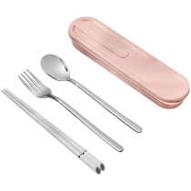 316L stainless steel chopsticks spoon student portable tableware set office worker tableware three-piece storage box 1925