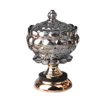 1399 Nordic high-leg light luxury crystal glass creative candy cup with lid sugar bowl candy plate dried fruit box sugar bowl