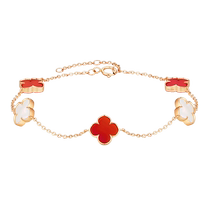 Chinese Gold and Silver 18k Gold Four-leaf Clover Bracelet Womens Girls Color Gold Gift for Girlfriend on Chinese Valentines Day 1693