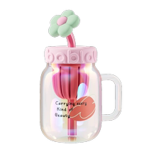 bablov glass girls high-looking tea and water separation tea cup large capacity office straw cup 3815