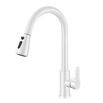 White all-copper kitchen pull-out faucet anti-splash water dish basin household hot and cold two-in-one laundry pool 3504