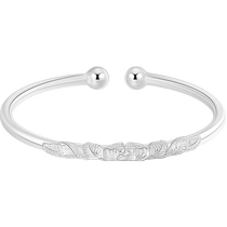 Chinese Jewelry Flower Open Silver Bracelet Womens 999 Sterling Silver Solid Bracelet Mothers Day Gift for Mom 937C1