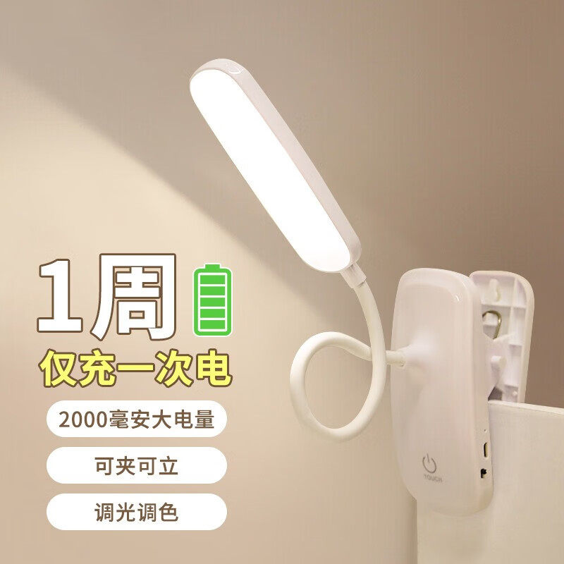 Clip small table lamp rechargeable student Dormitory Eye bed Headlights desk desktop bed clip-type lamp 1214-Taobao