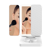 Cosmetic mirror with light home led mirror student dormitory office desktop desktop vanity mirror portable high definition 2890