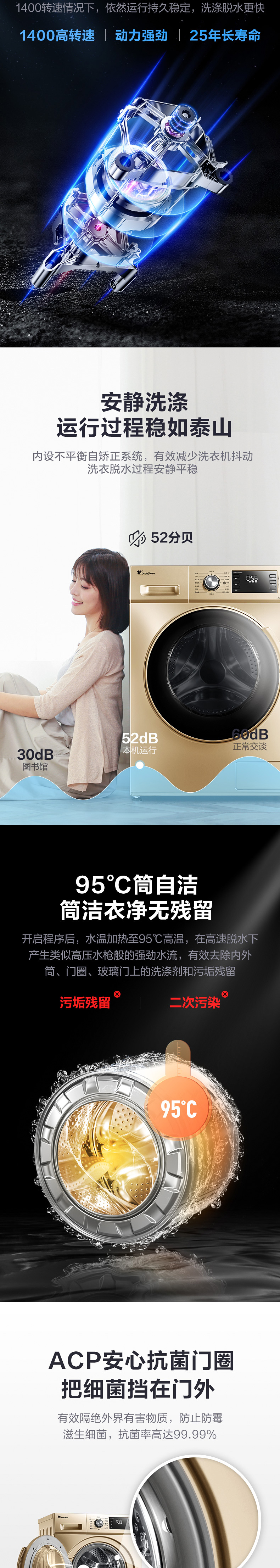 小天鹅 TG100VN60DG 滚筒洗衣机 10kg 图5