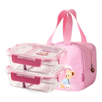 Tafugao glass lunch box with microwave heating divider Lunch Box Office Meal Kit Refreshing box Kit 328