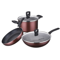 Aistar non-stick three-piece wok frying pan soup pot set pot easy to clean sturdy and durable induction cooker universal