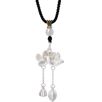 Chinese Jewelry Two Worlds Happy Silver Pendant S925 Sterling Silver Necklace Lotus Pendant as a Valentines Day Gift for My Girlfriend 937B