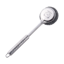 Thickened stainless steel cleaning pot brush household hangable dishwashing brush kitchen long-handled decontamination pot brush artifact 3842