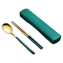 Chopsticks and spoon set portable tableware for one person three-piece set for primary school students single high-looking fork storage box 1632