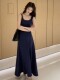 2025 new spring and autumn French style high-end temperament vest long skirt waist slimming sleeveless suspender dress for women