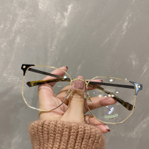 Little Red Book anti-blue glasses female polygon big face thin student Net red plain face big frame myopia eye frame male