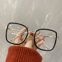 2020 new plain square thick frame flat light frame mens Korean black anti blue glasses frame womens myopia eyes