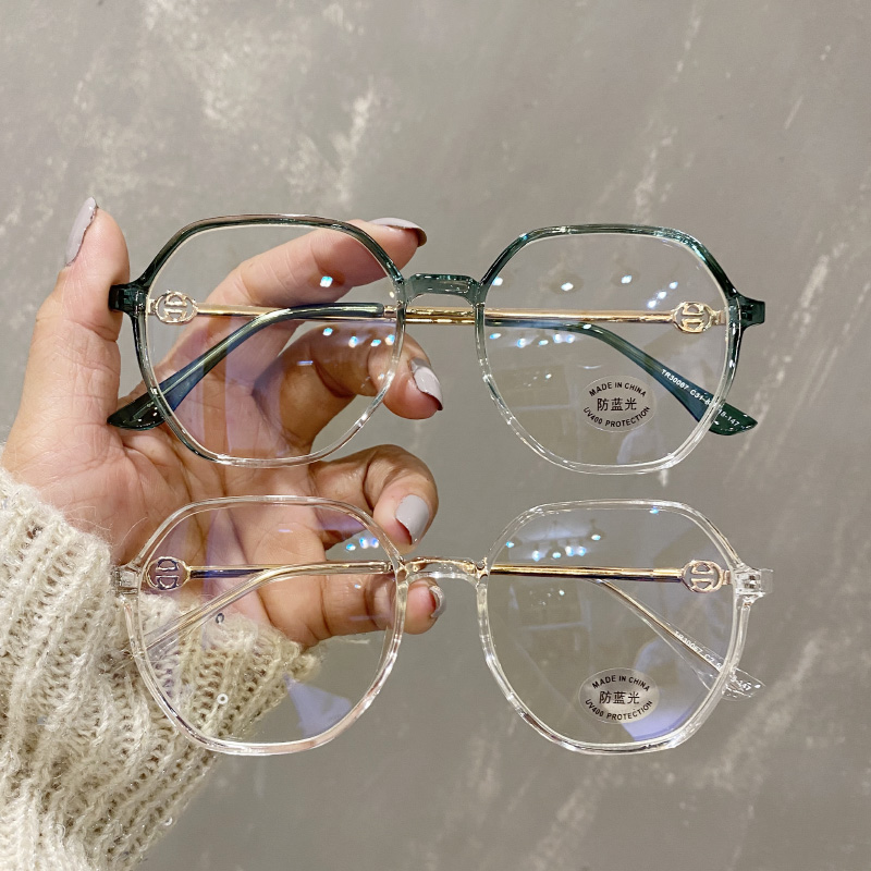 Transparent frame glasses frame women's ins Han version vegan screen red anti-blue light anti-radiation flat mirror myopia eye