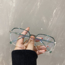 Myopia glasses female with degree polygon irregular glasses frame small red book plain face thin frame eye frame man